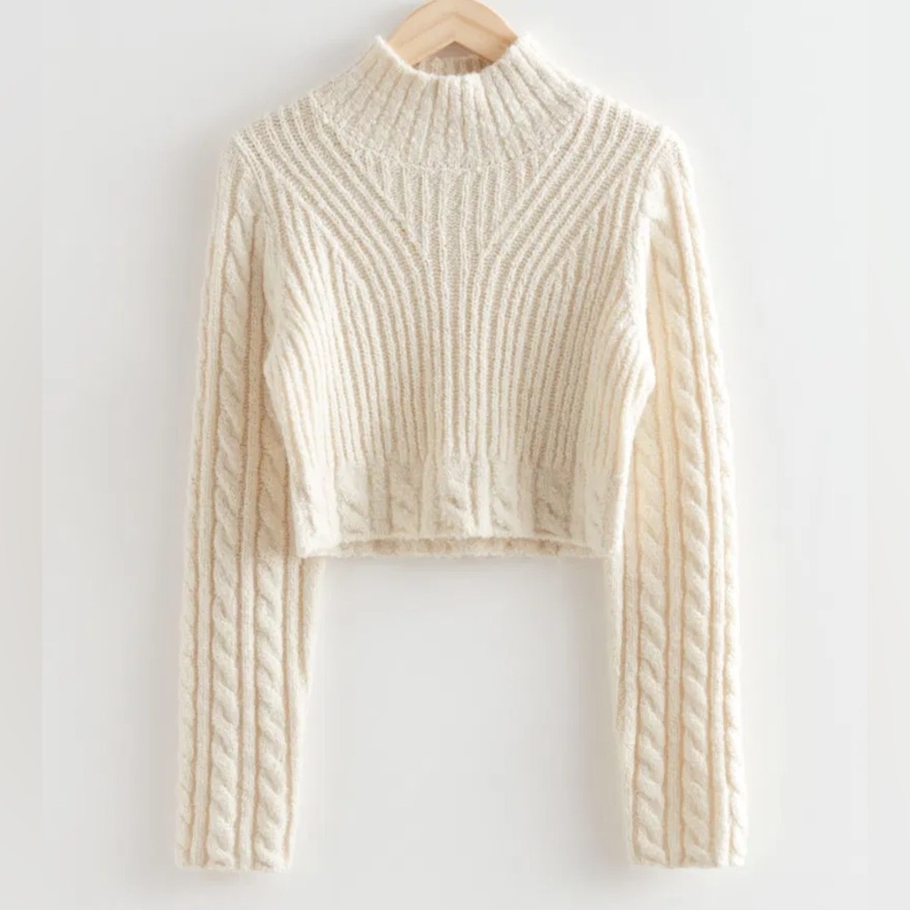 & Other Stories Cropped Cable Knit Sweater